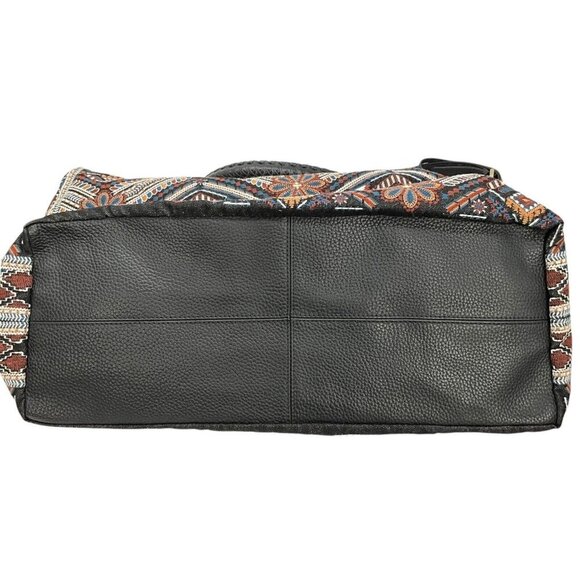 Johnny Was Workshop Molly Tote Weekender Bag Black Floral Embroidery Leather - Picture 11 of 15